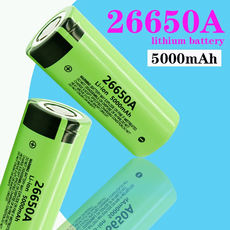 26650A 3.7V 5000mAh Battery High Capacity 26650 Power Battery Lithium Ion Rechargeable Battery for Toy Flashlight