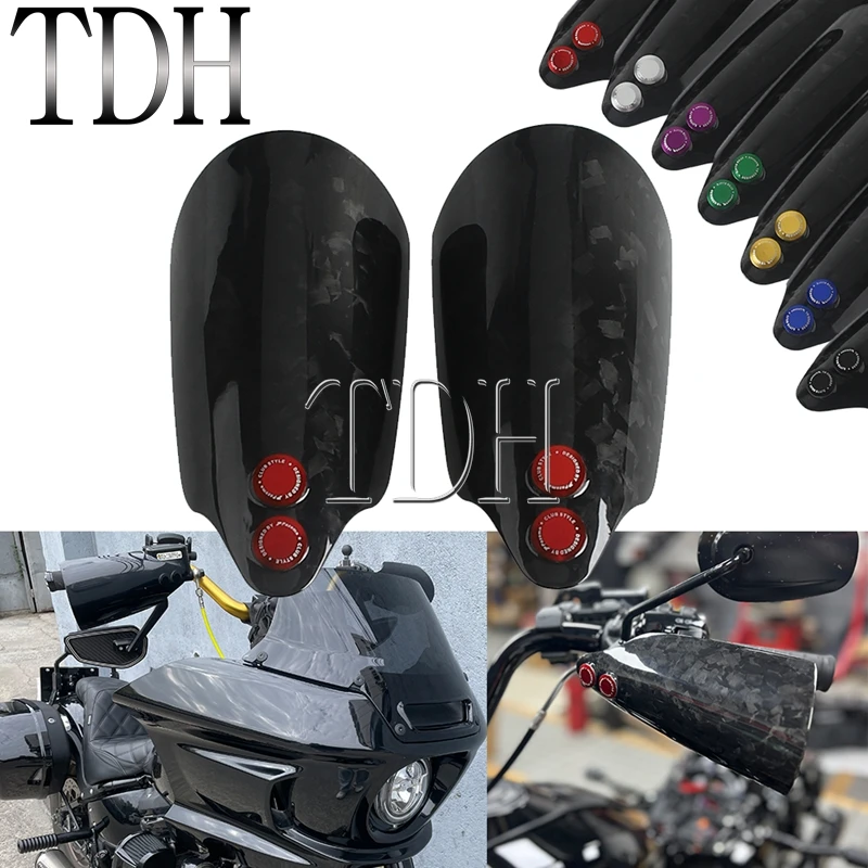 Motorcycle Handguard Protector Carbon Hand Shield Cover Guard For Harley Softail 2018-24 FXBB FXBBS FXST FXLRST FLDE FLHCS FLHC