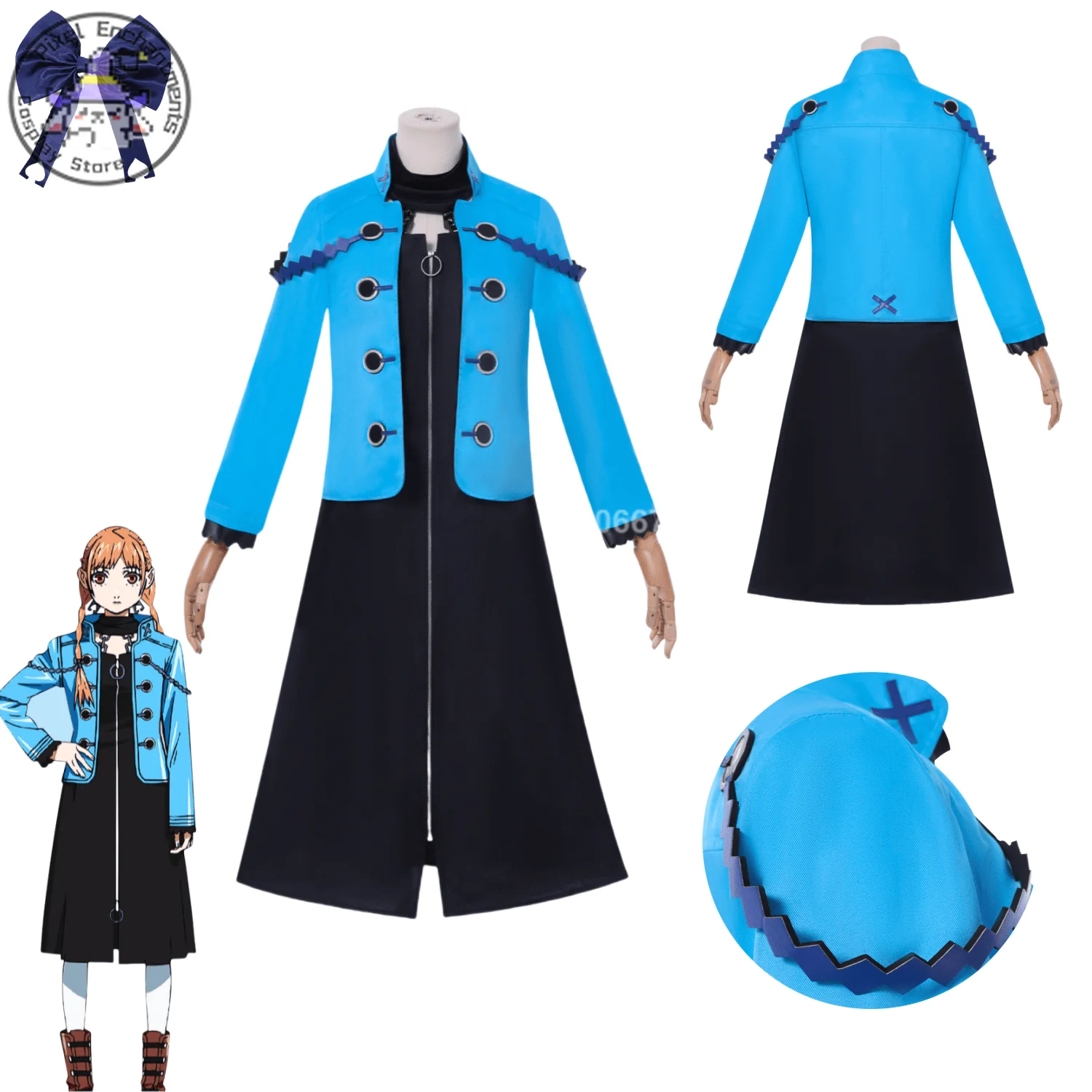 

New Anime VIRGIN PUNK Cosplay Costume Fashion Anime Role Playing Blue Clothes Set for Women Comic Con Halloween Party Suit Set