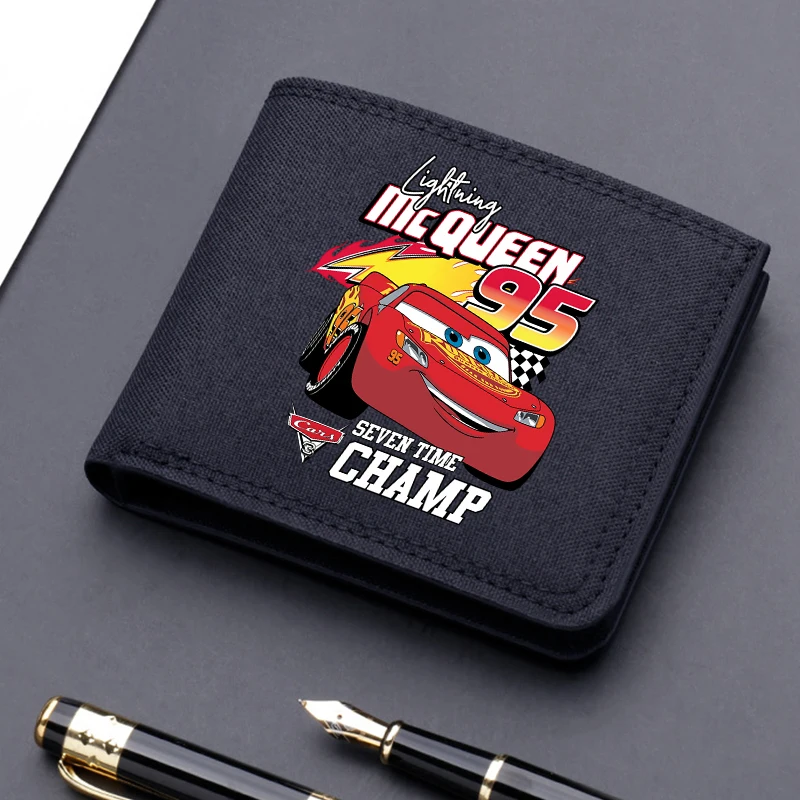Lightning McQueen Canvas Wallets Anime Cars Multi-card Slot Billfolds Boys Girls Folding Card Holders New Short Coin Purses Gift view 4