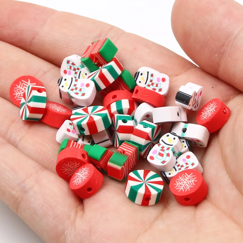 Christmas Clay Spacer Beads Santa Snowman Spacer Beads For Jewelry Making DIY Holiday Decoration Accessories