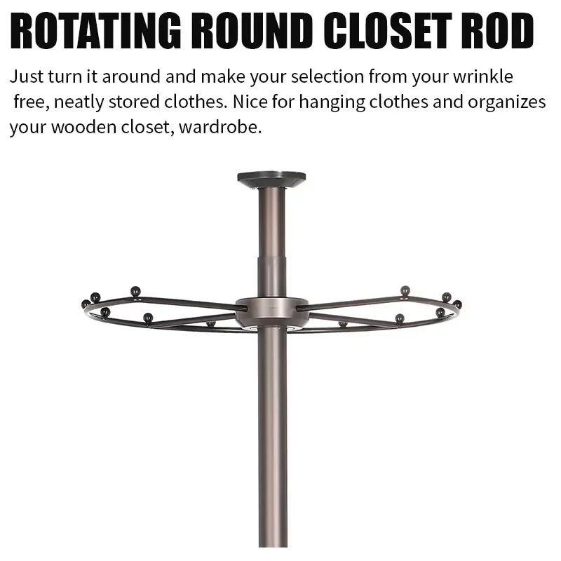 360 Degree Rotating Hanger Corner Wardrobe Shelf Bedroom Closet Storage Organizer Rack for Clothes Hanging Space Saving