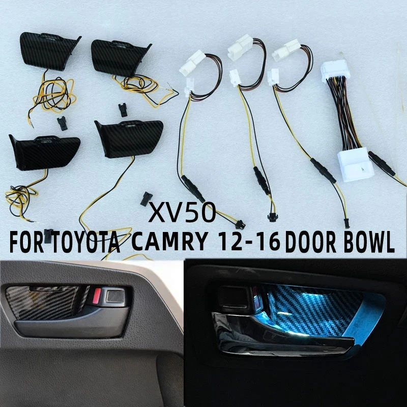 Door Bowl Atmosphere Light For Toyota Camry XV50 2014 2015 2016 Interior LED Blue Car Handle Frame Light For Camry VII2012 2013