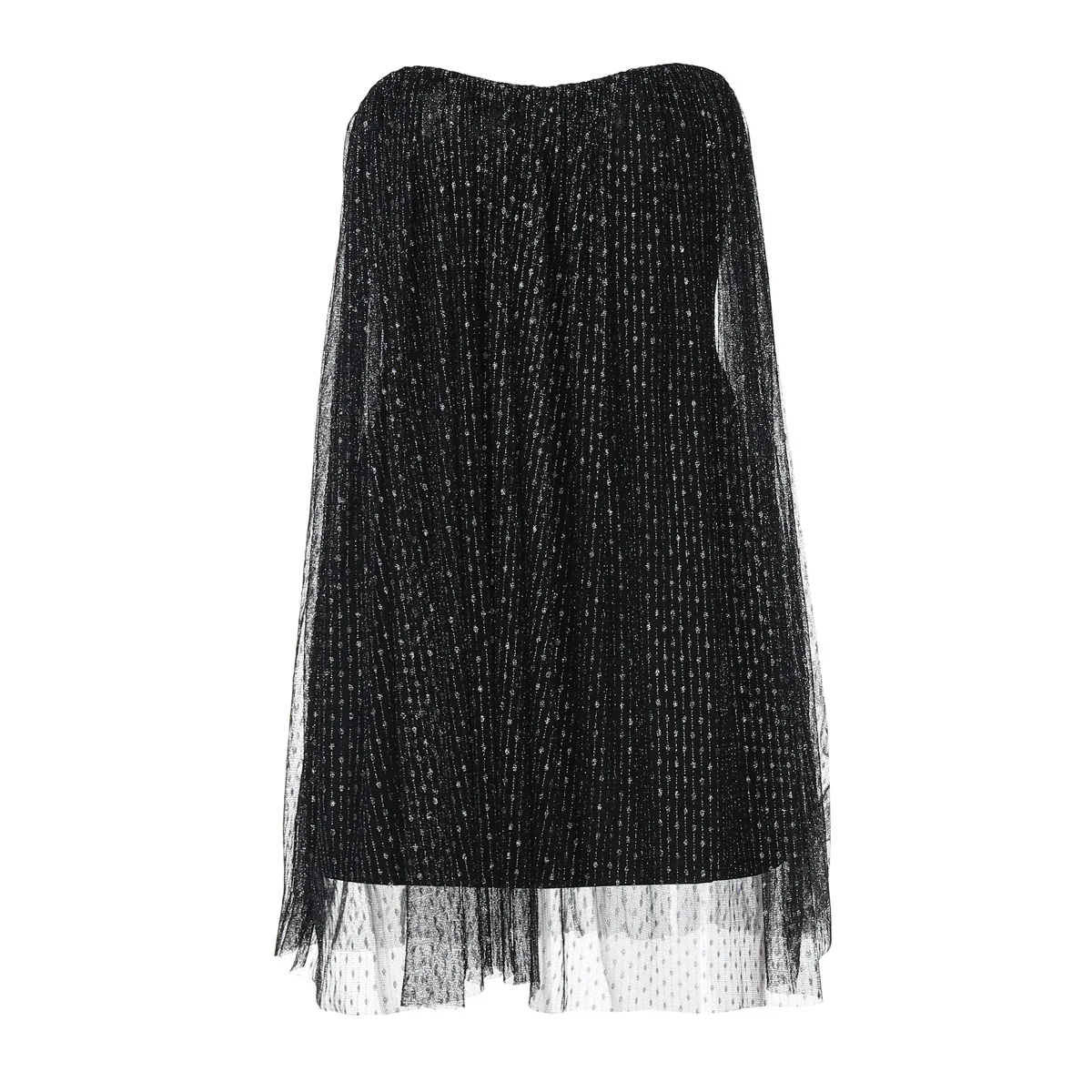 유럽과 미국 여성의 끈이 없고 섹시하고 패셔너블한 몸매를 감싸는 메쉬 튤 드레스, 여성용 등이 없는 드레스