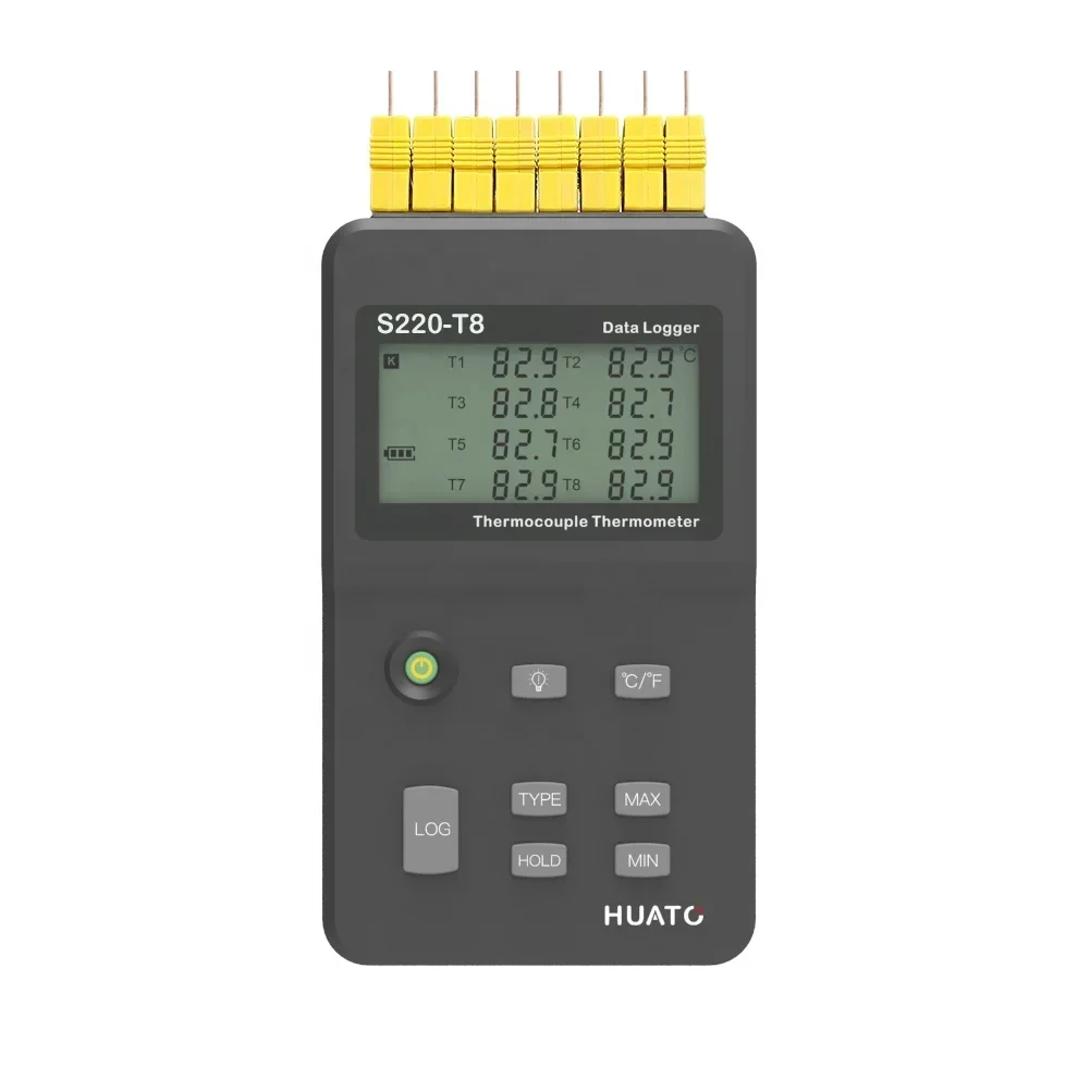 8 channel industrial thermometer  HUATO S220-T8 Channel Universal  thermocouple temperature recorder Industrial thermometer