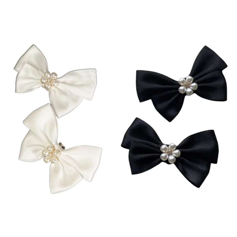 Wedding Bridal Shoe Black White Bow Knot Buckle Fashion Decor for Women Girl Dropship