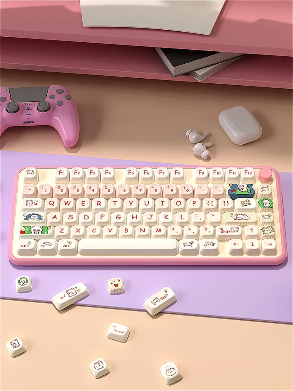 نظارات التجسس Bear Keycap MOT الارتفاع مناسبة لـ HI75 61 84 96 98 99 104 F87 وغيرها من لوحات المفاتيح اللاسلكية