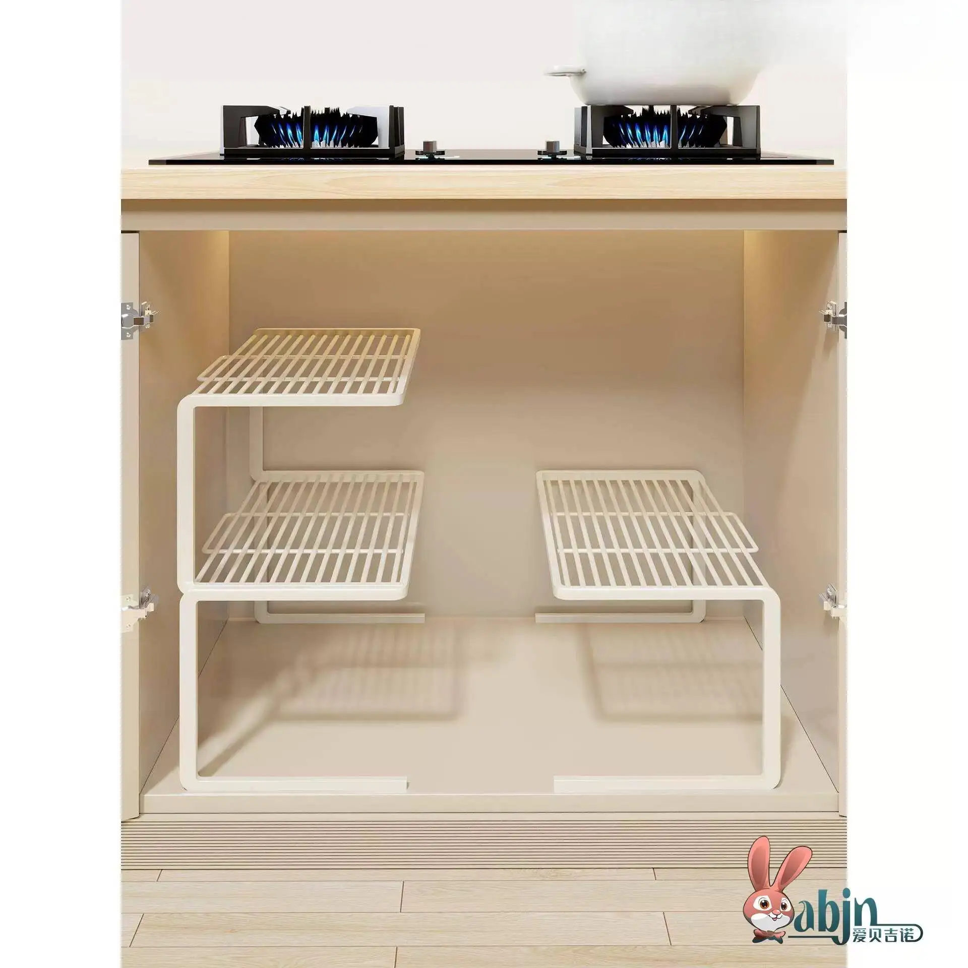 Kitchen Multi-layer Storage Rack Potware Organizer Sink Basin Countertop Undermount Stainless Steel Metal Cabinet Partition