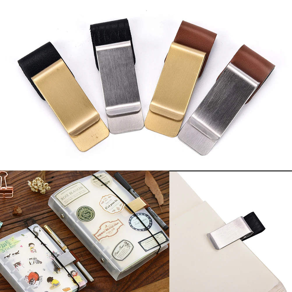 Metal Leather Pen Holder Brass And Stainless Steel Pencil Clip For Genuine Leather Notebook Journal Diary