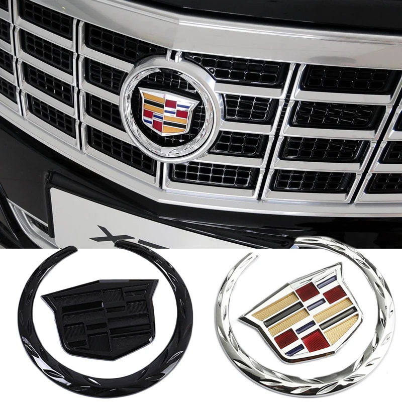 Insignia de rejilla delantera para maletero trasero de coche, emblema de logotipo 3D cromado de plástico ABS para Cadillac SRX ATS XTS, accesorios adhesivos para automóvil