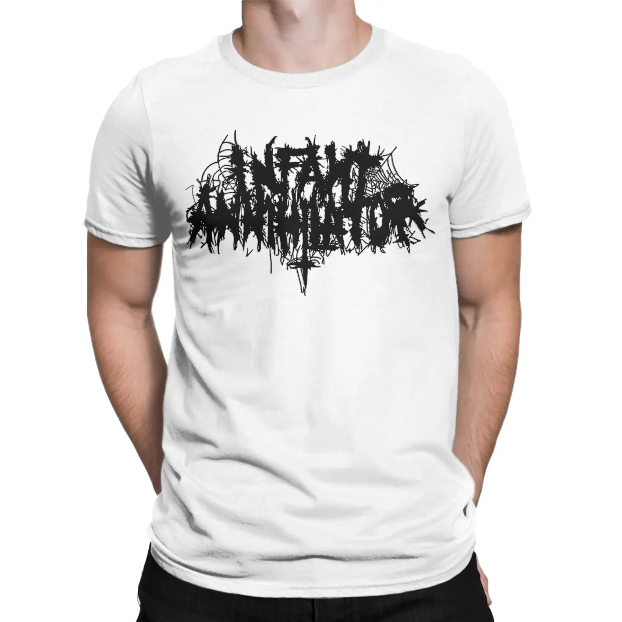 Printed Infant Annihilator metal rock music band  T Shirt for Men Women  Cotton Tee Shirt Short Sleeve Clothing