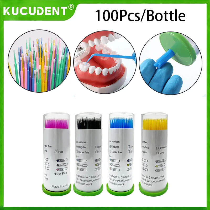 

100Pcs/Bottle Dental Disposable Micro Brushes Applicators Brush Teeth For Dentistry Application Oral Care Extension Tools