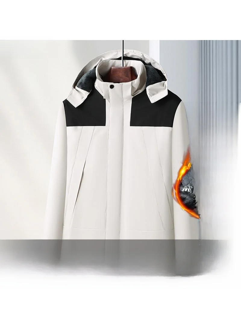 

Men's Workwear Fce Lined Thiened Long Sve Cotton Jaet Spor Loose Fit Warm Winter Coat for Busin Casual Use