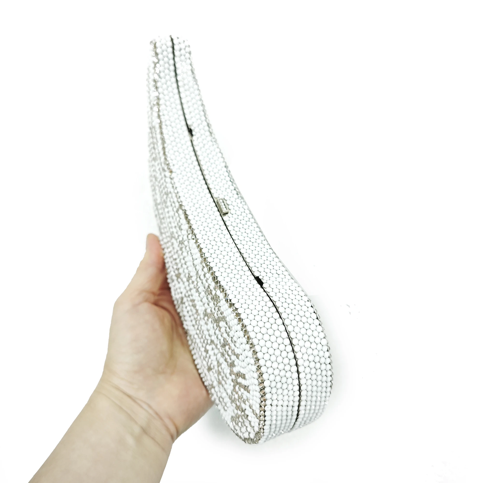 WHTUOHENG Silver Rhinestone Evening Bag Angel Wing Crystal Wedding Bag Beaded Clutches Purses Crystal Handbags Diamond Purses