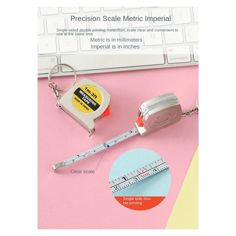 Electroplated Tape Measure Mini Steel Tape Measure Mini Gift Tape Measure Metric And English Dual System Brake Recovery