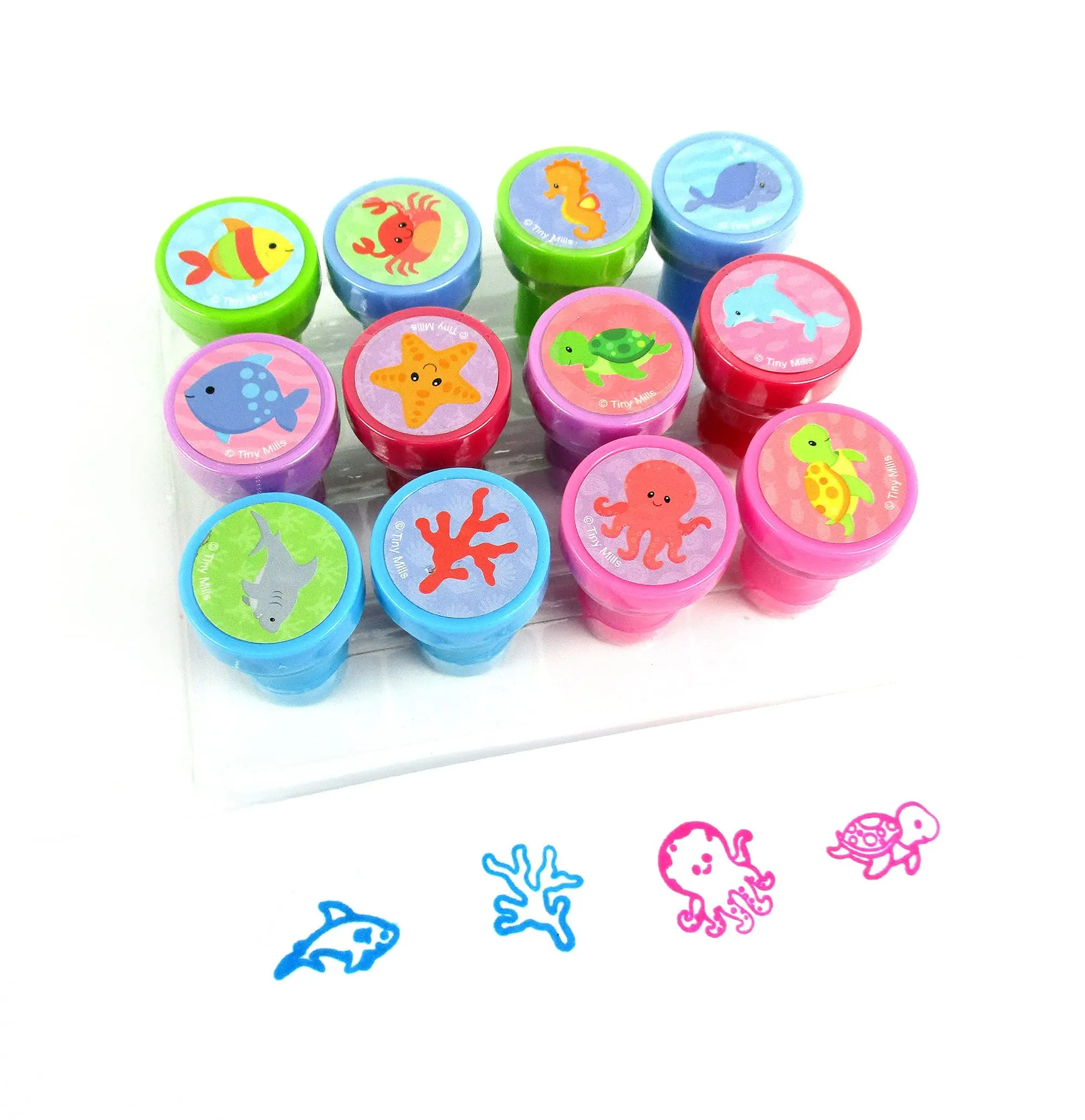 Ocean Life Self-Inking Stampers Set per ragazzi e ragazze regali per feste bomboniere Kit di timbri per tartarughe con varie creature marine Desi