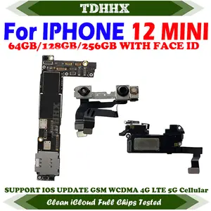 Bilashmart Clean iCloud IPHONE 12 mini Motherboard MainBoard With/No Face ID Fingerprint Support Gsm Wcama 4G Lte Network ok Plate