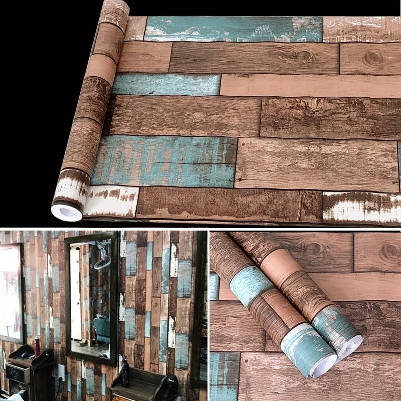 Dekoracja pokoju z PVC Retro drewno słojowe samoprzylepna tapeta ścienna samoprzylepna olejoodporna samoprzylepna meble winylowe strona główna