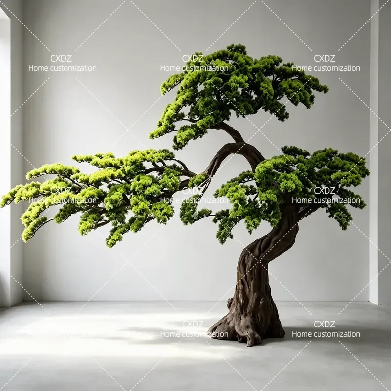Simulated Welcome Pine Tree Indoor Floor to Ceiling Fake Plant Large Staircase Entrance Decoration Black Pine Ornament