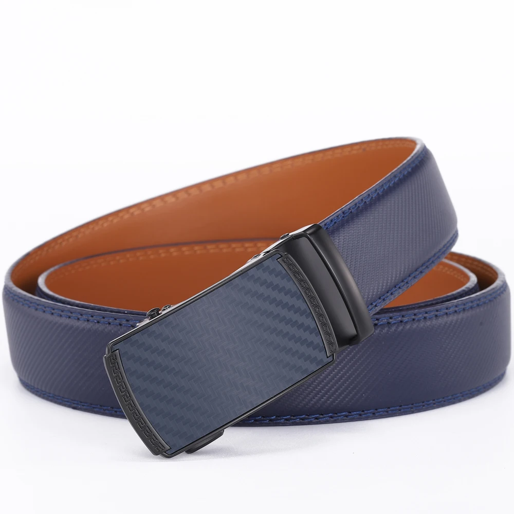 Luxury Belts for Men Cow Genuine Leather Male Belt Strap Automatic Buckle Newest Fashion Designer Brands Men Belt Blue Big Size