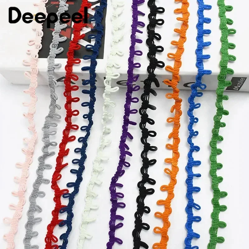 

22Meters Deepeel 14mm Nylon Stretch Collar Buttons Elastic Loop Lace Ribbon Wedding Dress Button Trim DIY Sewing Accessories