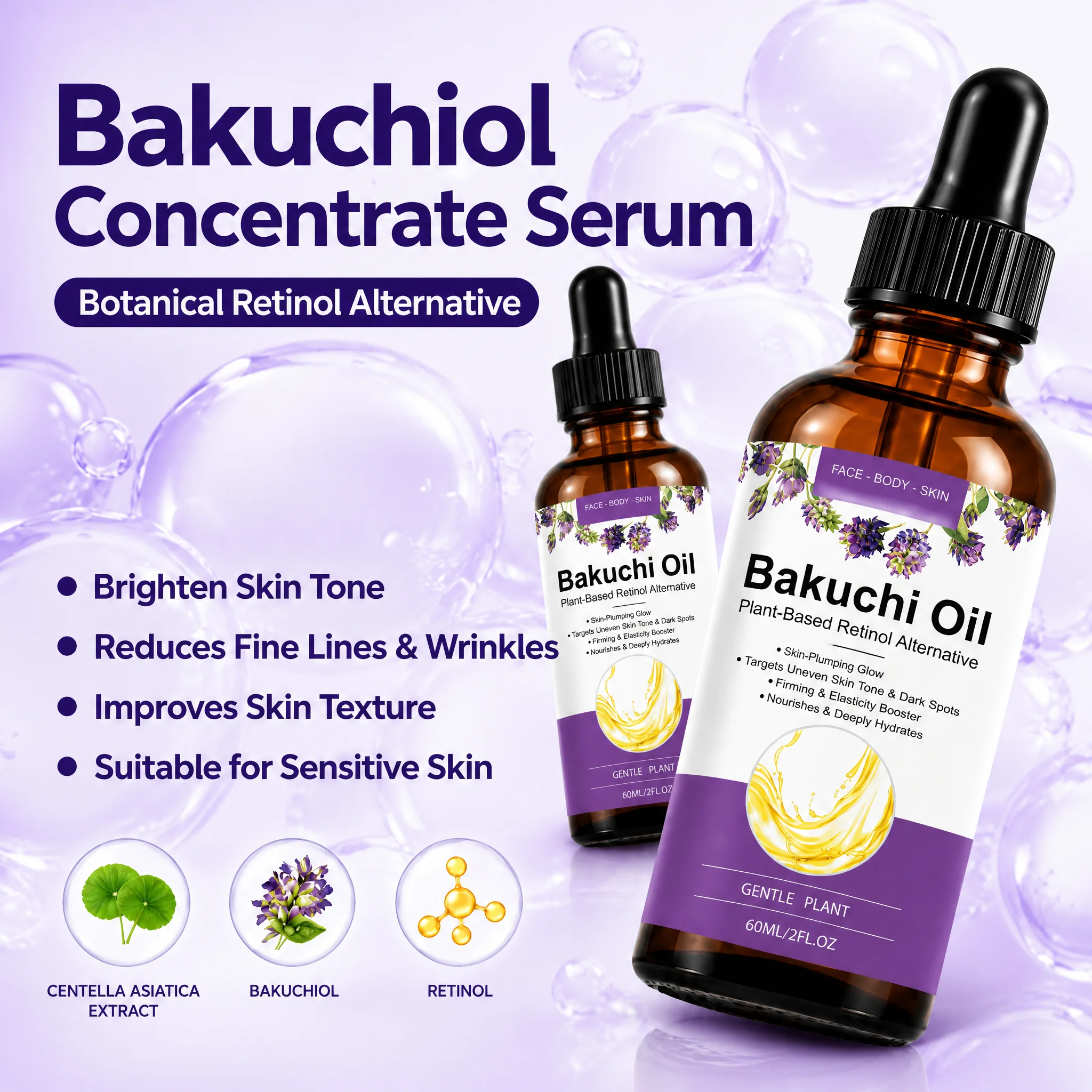 Bakuchiol Retinol Alternative - Sérum concentré de bakuchiol, alternative au