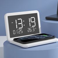 Intelligent Recognition Wireless Charger Alarm Clock Temperature Display Smart Digital Alarm Clock Plastic LED Mirror