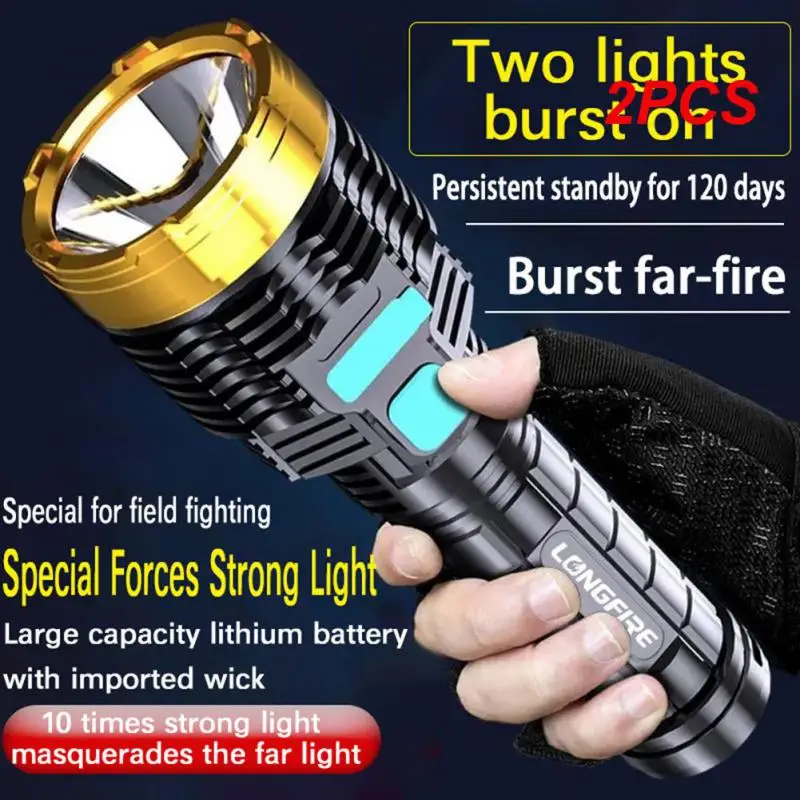 

2PCS Domestic Waterproof Led Flashlight Multi-function Usb Charging For Adventure Camping Strong Light