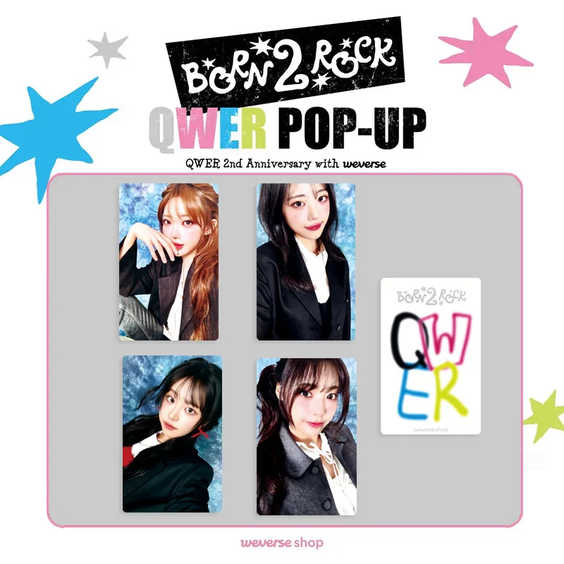 Álbum de fotos KPOP QWER Born 2 Rock, tarjetas fotográficas de alta calidad, estilo INS, impresión de doble cara, tarjeta LOMO, tarjetas LOMO Chodan Magenta