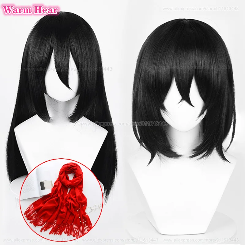 Anime Mikasa Ackerman Synthetic Black Mikasa Wig Adults Mikasa Ackerman Cosplay Wigs Heat Resistant Hair Halloween Party Wigs