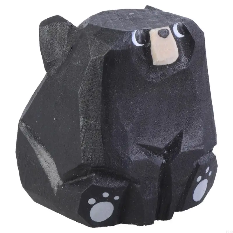 رسم كاريكاتوري لطيف حيوان صغير للحيوانات الحزينة الخشبية المصنوعة يدويًا قطة/كلب/دب/ثعالب/ديكور أرنب/حوت