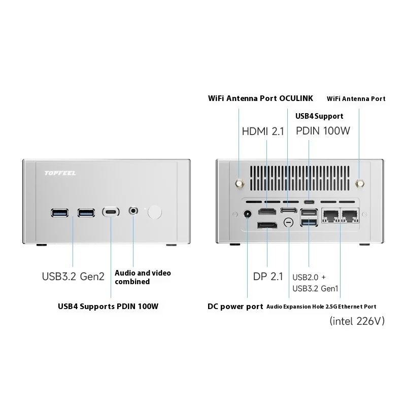 뉴 데스크원 T2 올 알루미늄 미니 컴퓨터 호스트 AMD 라이젠 R7 H255/Ai 9 Hx370 DDR5 듀얼 슬롯 오피스 게이밍 휴대용 데스크탑 호스트