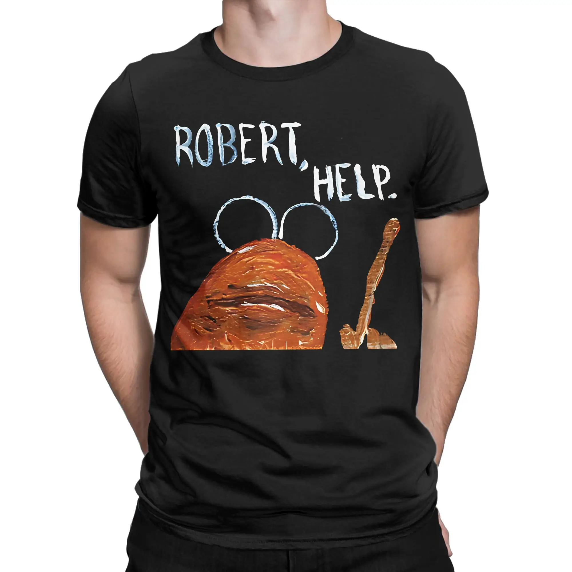 تي شيرت Harajuku Robert Help Marcus the Worm تي شيرت رجالي قطني بأكمام قصيرة ورقبة مستديرة ملابس صيفية