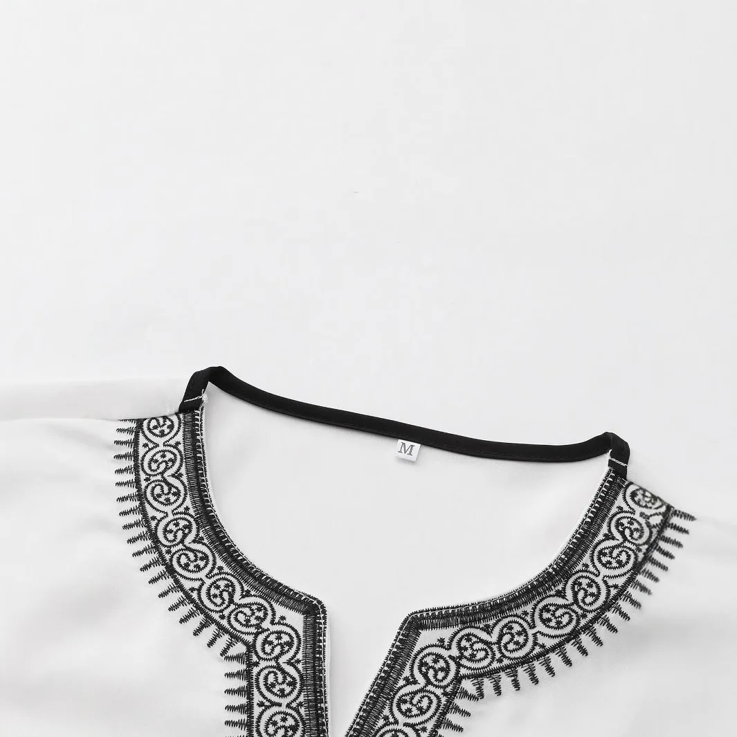 Nuovo 2025 Arabo Dubai Malesia uomo ricamato allentato manica corta abito lungo abito Abaya Ramadan Dubai lusso Islam elegante