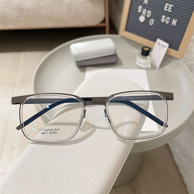 

Denmark Screwless Brand Replica Ultralight Handmade Pure Titanium Eyeglasses Men Big Face Acetate Ring Module Glasses Frames ﻿