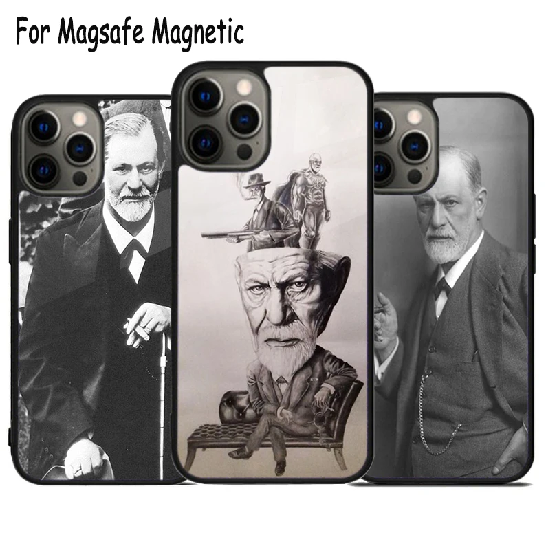 Sigmund Freud Wireless Charge Magsafe Phone Case For iPhone 15 16 14 13 11 12 Pro Max Plus Magnetic Bumper Cover