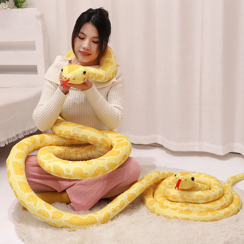 Simulated Golden Python Big Lifelike Snake Soft Throw Pillow Sofa Cushion Scary Prank Gift April Fool's Day Decoration