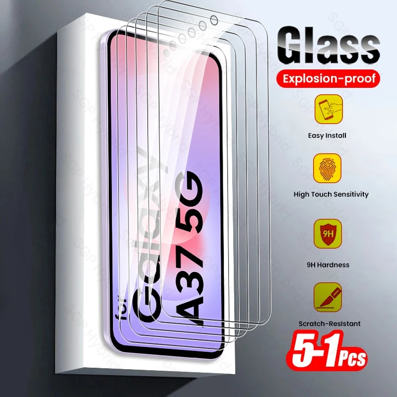 5-1Pcs 9H Clear Crystal Tempered Glass for Samsung Galaxy A37 A 37 37A 5G 2026 SM-A376B 6.7" Phone Screen Protectors Cover Film