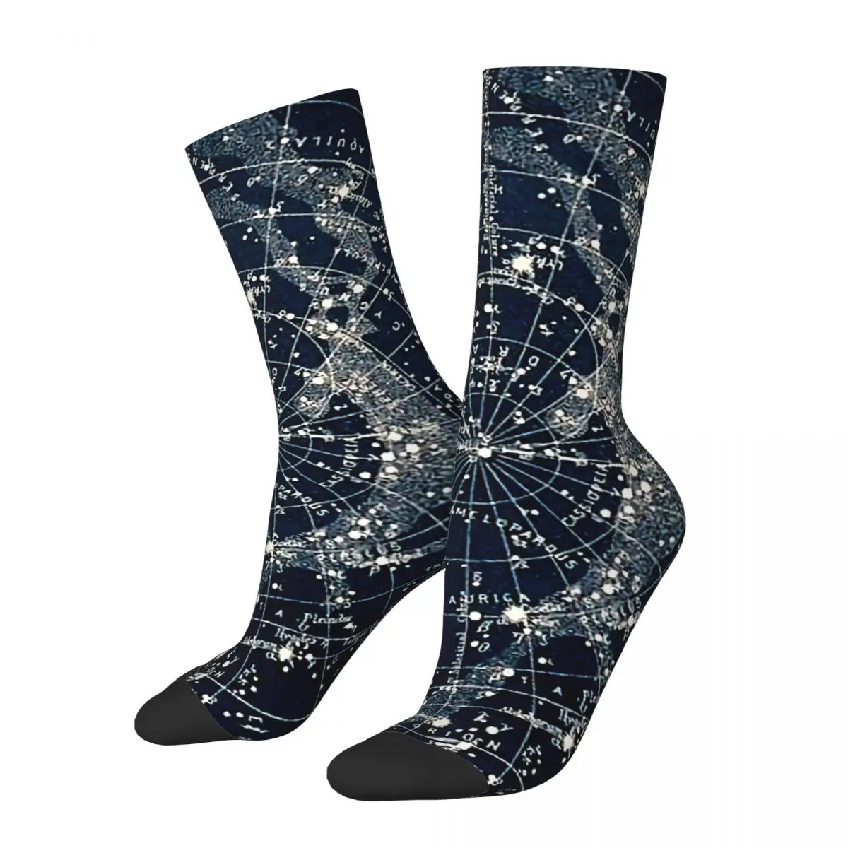 CONSTELLATIONS Vintage 1900 Galaxy Crazy Men's Socks Zodiac Star Harajuku Pattern Printed Funny Novelty Crew Sock Boys Gift