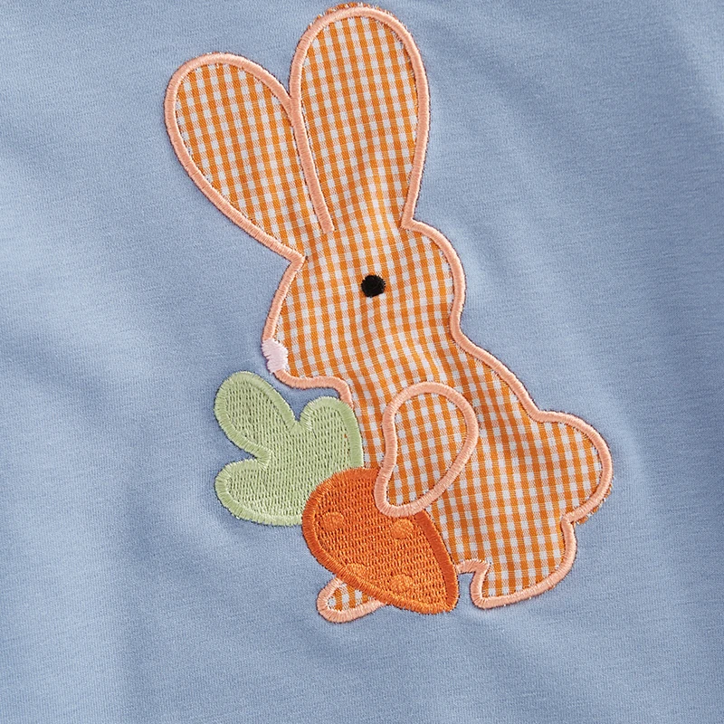 Cute Easter Bunny  with Embroidered Rabbit Design and Long Sleeves for Baby Boys and Girls - Spring Romper for Infants