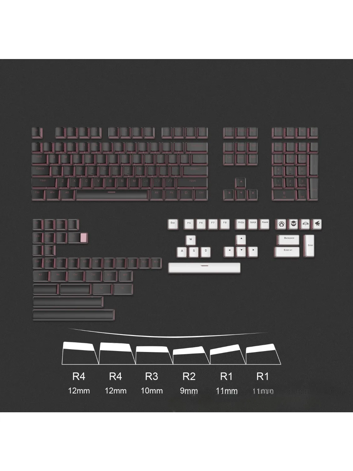 Pudding cap matte transparent keycap two-dimensional light-transmitting keycap thermal sublimation light-transmitting keycap key