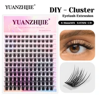 YUANZHIJIE Venta caliente C D Curl fibra de terciopelo Premium DIY pestañas autoinjerto efecto 3D pestañas de grupos impermeables para personas