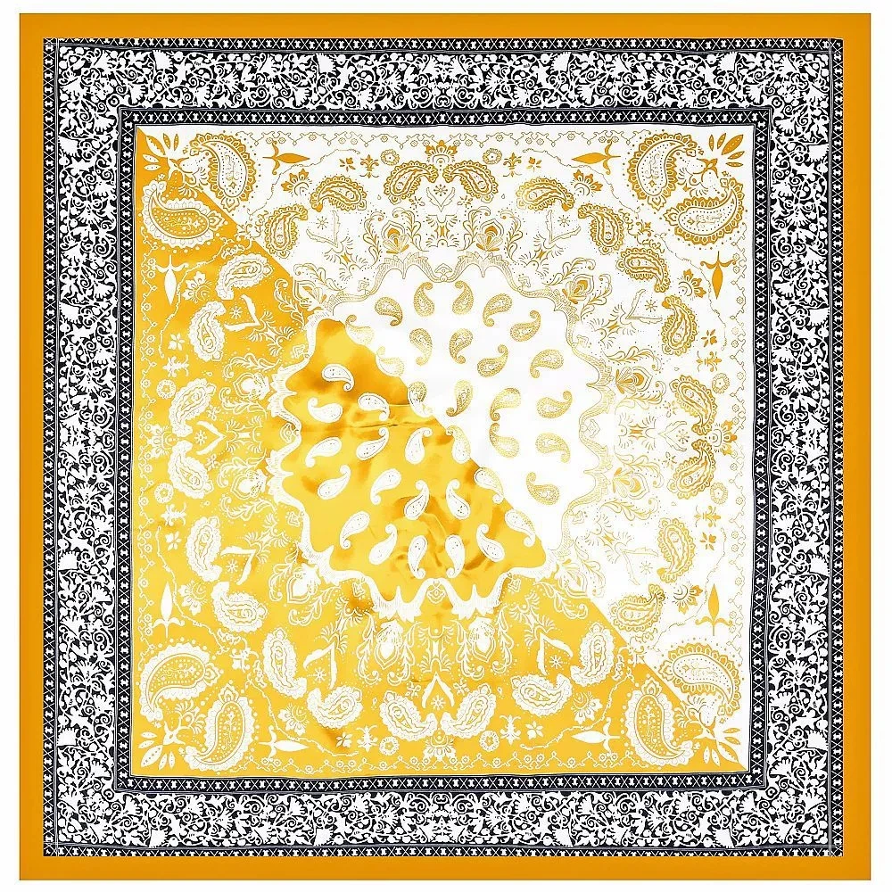 90x90cm Bohemian Handkerchief Scarf For Women Small Shawl Silk Satin Hair Scarf Color Blocked Female Square Bandana Head Scarves