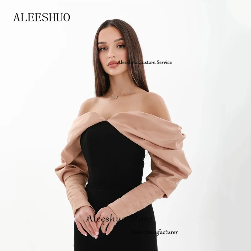 Aleeshuo-vestidos de fiesta de sirena modernos, sexys, con hombros descubiertos, vestidos de fiesta de noche, Vintage, mangas largas, hasta el suelo, personalizados