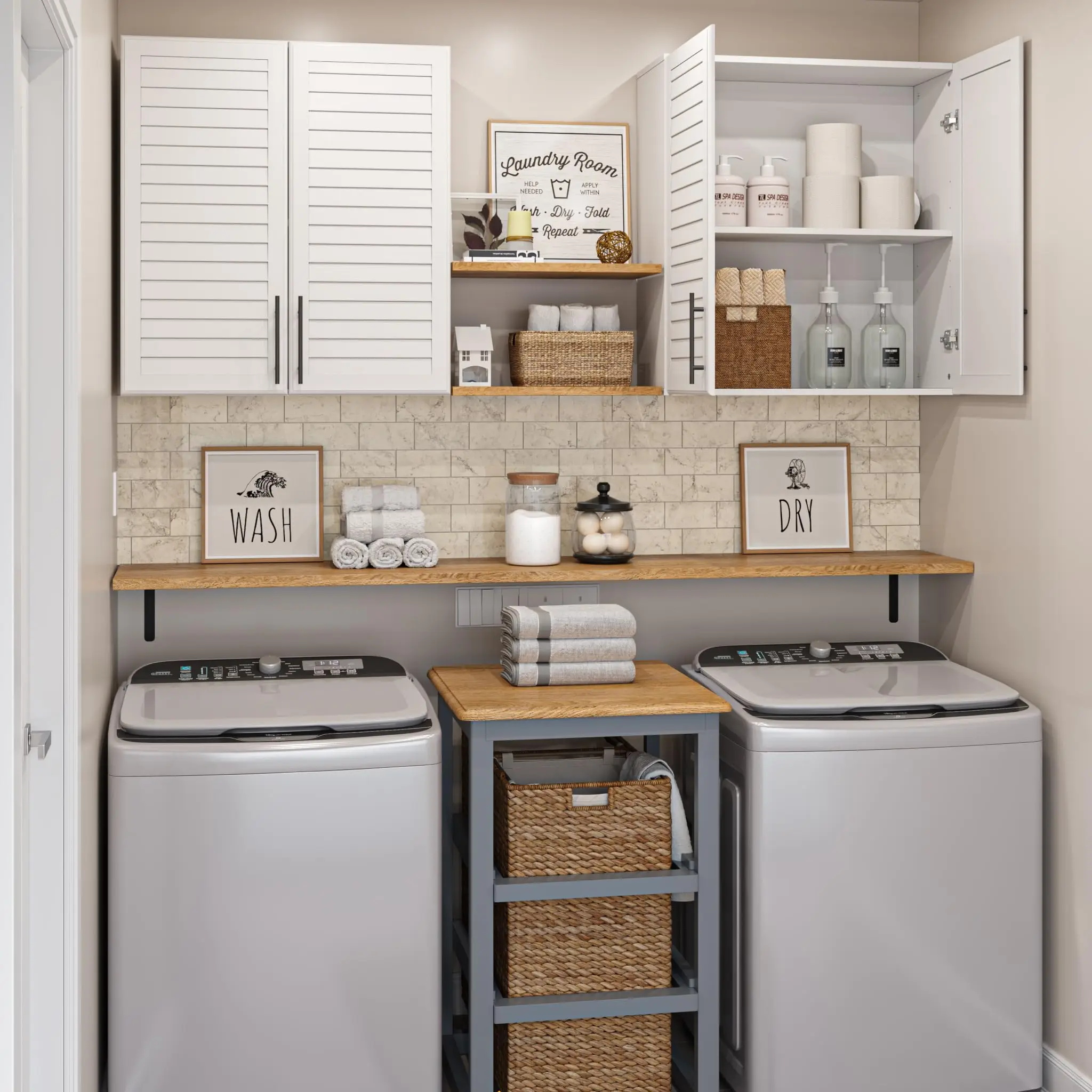 59’’ Laundry Room Cabinets Wall Mounted, Kitchen wall Cabinet, Bathroom Wall Cabinet, Hanging Cabinet, Adjustable