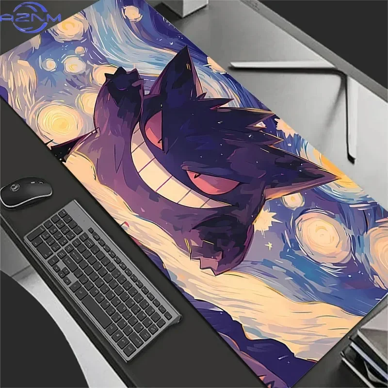 Gengar Starry Night Art Anime Rubber Mouse Pad Non Slip Gaming Desk Mat for Laptop PC Desktop Decor