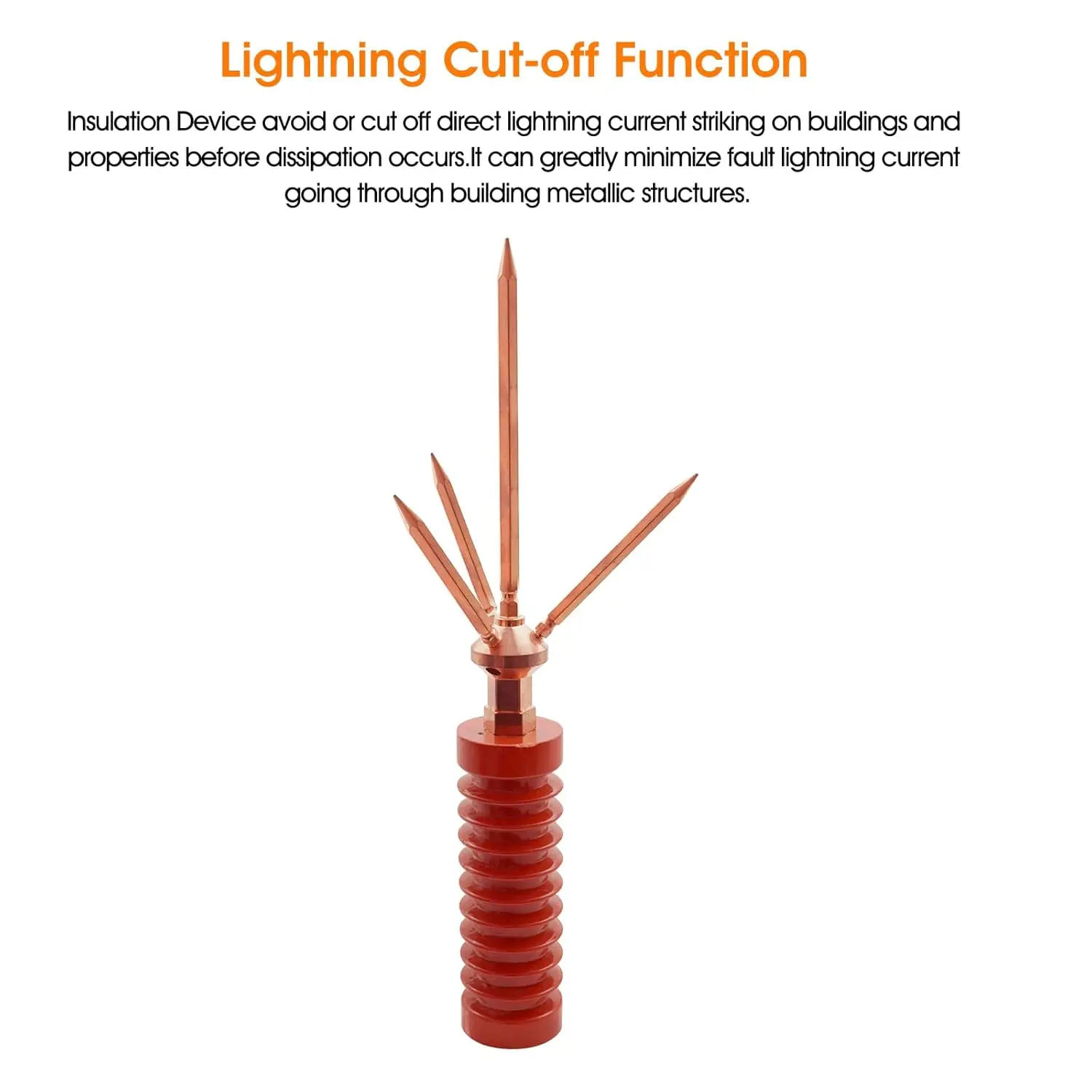 Pure copper insulated lightning rod for lightning protection on the roof of the factory building