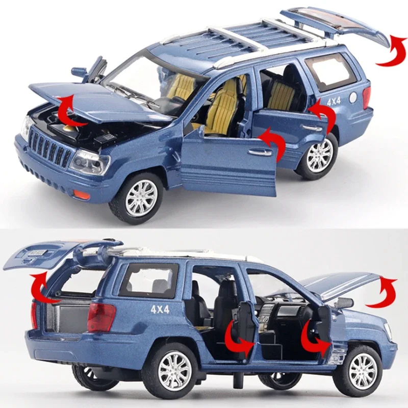 1:32 Grand Cherokee Suv-Legering Automodel Diecast Metalen Speelgoed Off-Road Voertuigen Auto Model Simulatie Geluid En Lichte Kindercadeaus