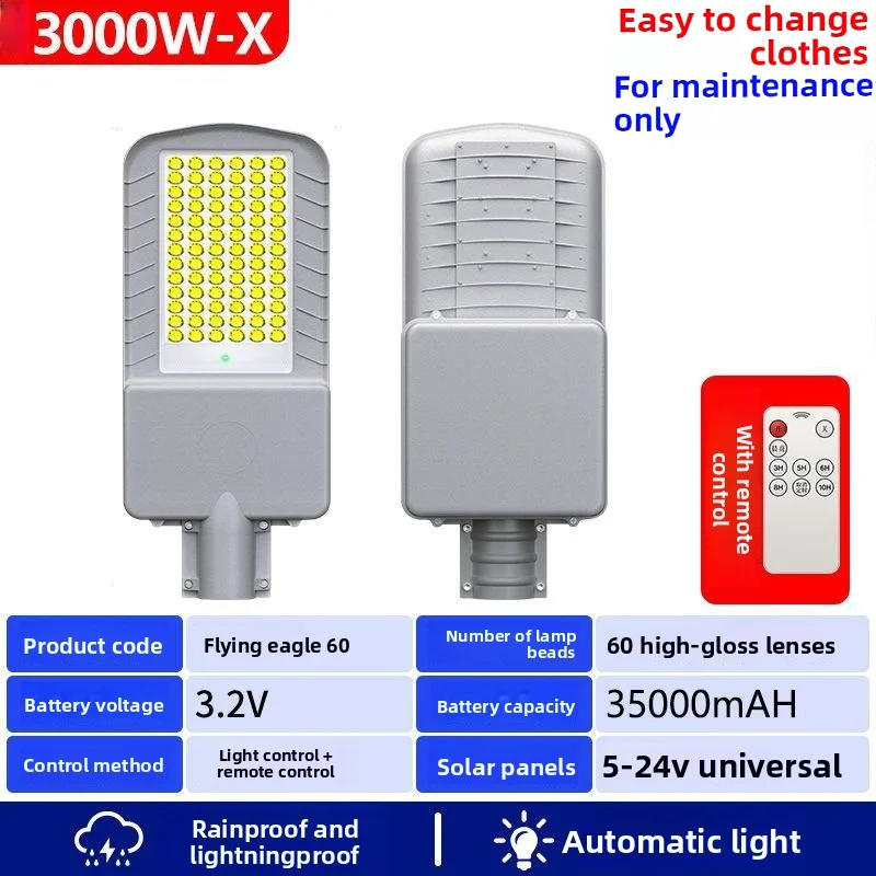 8000W Solar Lamps Solar Street Light Outdoor Waterproof Garage Garden Parking Lot Square Road Yard Terrace Dusk to Dawn Lighting