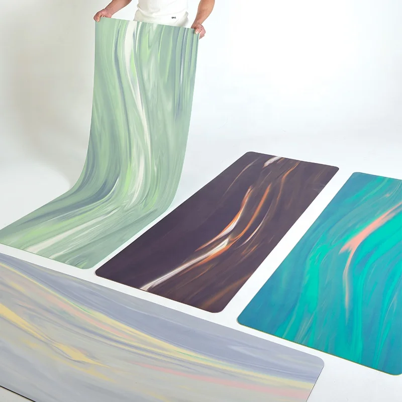 Multi-color color contrast eco-friendly yoga mat non-slip 5mm pu yoga mat printed natural rubber 5mm pu yoga mat